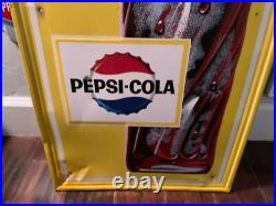 Vintage 1960's Say Pepsi please advertising metal sign