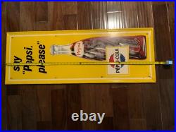 Vintage 1960's Say Pepsi please advertising metal sign