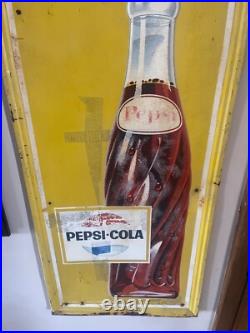 Vintage 1960's Say Pepsi please vertical advertising metal sign