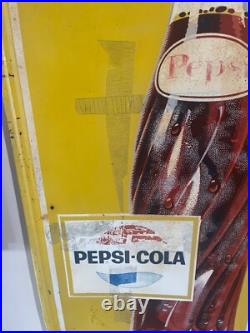 Vintage 1960's Say Pepsi please vertical advertising metal sign