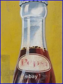 Vintage 1960's Say Pepsi please vertical advertising metal sign