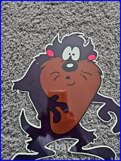 Vintage 1960's Tasmanian Devilcartoon Character Heavy Metal Sign 11 X 12 Inches