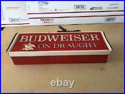 Vintage 1960's budweiser Beer on draught metal back bar light up Sign Works