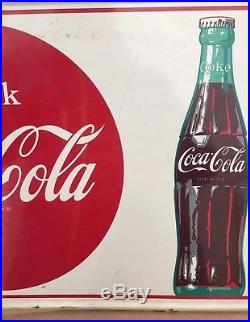 Vintage 1960s Drink Coca-Cola THINGS GO BETTER WITH COKE 31.5x11.75 Metal Sign