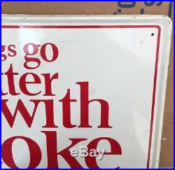 Vintage 1960s Drink Coca-Cola THINGS GO BETTER WITH COKE 31.5x11.75 Metal Sign