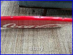Vintage 1960s Metal Advertising Coca Cola Fish Tail Sign 26x12 Coke Bowtie Large