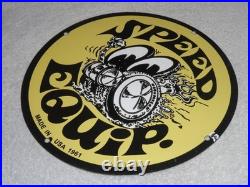 Vintage 1961 Moon Eyes Speed Equipment 11 3/4 Porcelain Metal Gasoline Oil Sign