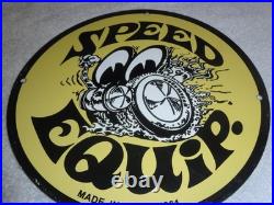 Vintage 1961 Moon Eyes Speed Equipment 11 3/4 Porcelain Metal Gasoline Oil Sign