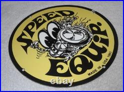 Vintage 1961 Moon Eyes Speed Equipment 11 3/4 Porcelain Metal Gasoline Oil Sign