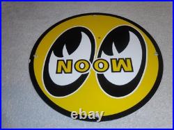 Vintage 1961 Moon Eyes Speed Equipment 11 3/4 Porcelain Metal Gasoline Oil Sign