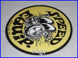 Vintage 1961 Moon Eyes Speed Equipment 11 3/4 Porcelain Metal Gasoline Oil Sign