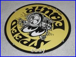 Vintage 1961 Moon Eyes Speed Equipment 11 3/4 Porcelain Metal Gasoline Oil Sign