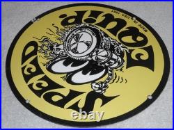 Vintage 1961 Moon Eyes Speed Equipment 11 3/4 Porcelain Metal Gasoline Oil Sign