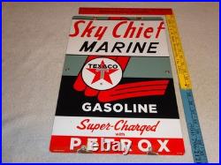 Vintage 1962 Texaco Sky Chief Marine Gasoline 18 X 12 Porcelain Metal Oil Sign
