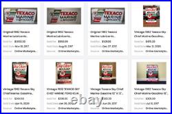 Vintage 1962 Texaco Sky Chief Marine Gasoline 18 X 12 Porcelain Metal Oil Sign