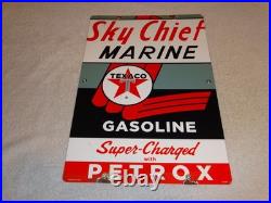 Vintage 1962 Texaco Sky Chief Marine Gasoline 18 X 12 Porcelain Metal Oil Sign