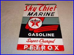 Vintage 1962 Texaco Sky Chief Marine Gasoline 18 X 12 Porcelain Metal Oil Sign
