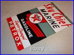 Vintage 1962 Texaco Sky Chief Marine Gasoline 18 X 12 Porcelain Metal Oil Sign