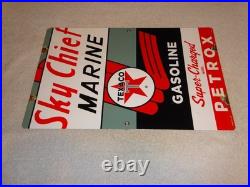 Vintage 1962 Texaco Sky Chief Marine Gasoline 18 X 12 Porcelain Metal Oil Sign