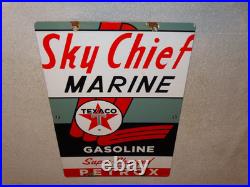 Vintage 1962 Texaco Sky Chief Marine Gasoline 18 X 12 Porcelain Metal Oil Sign