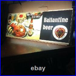 Vintage 1963 Ballantine Beer Lighted Clock Advertising Bar Metal 25x9 Sign