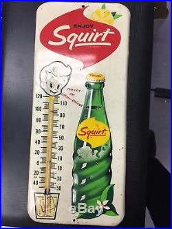 Vintage 1963 Squirt Soda Pop Metal Sign Thermometer WORKS