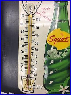 Vintage 1963 Squirt Soda Pop Metal Sign Thermometer WORKS