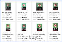 Vintage 1963 Texaco Marine White Gasoline 12 X8 Porcelain Metal Small Oil Sign