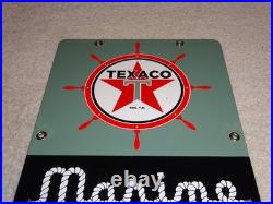Vintage 1963 Texaco Marine White Gasoline 12 X8 Porcelain Metal Small Oil Sign