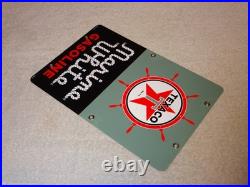 Vintage 1963 Texaco Marine White Gasoline 12 X8 Porcelain Metal Small Oil Sign