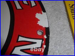 Vintage 1964 Texaco Filling Station Gasoline Pump Woman Porcelain Metal Oil Sign