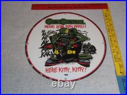 Vintage 1966 Rat Fink Ak-47 Gun 11 3/4 Porcelain Metal Gas Oil Sign Nra Ratfink