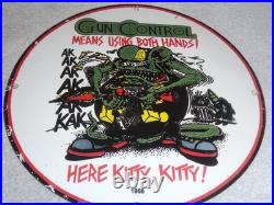 Vintage 1966 Rat Fink Ak-47 Gun 11 3/4 Porcelain Metal Gas Oil Sign Nra Ratfink