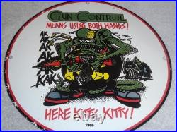 Vintage 1966 Rat Fink Ak-47 Gun 11 3/4 Porcelain Metal Gas Oil Sign Nra Ratfink