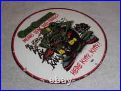 Vintage 1966 Rat Fink Ak-47 Gun 11 3/4 Porcelain Metal Gas Oil Sign Nra Ratfink