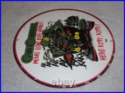 Vintage 1966 Rat Fink Ak-47 Gun 11 3/4 Porcelain Metal Gas Oil Sign Nra Ratfink