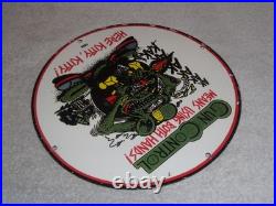 Vintage 1966 Rat Fink Ak-47 Gun 11 3/4 Porcelain Metal Gas Oil Sign Nra Ratfink