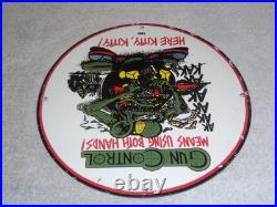 Vintage 1966 Rat Fink Ak-47 Gun 11 3/4 Porcelain Metal Gas Oil Sign Nra Ratfink