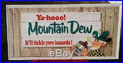 Vintage 1966 Stout Embossed Metal 35 × 17 Mountain Dew Hillbilly Sign RARE