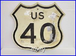 Vintage 1966 US Route 40 Highway Interstate Shield Sign Metal / Highway Man Cave