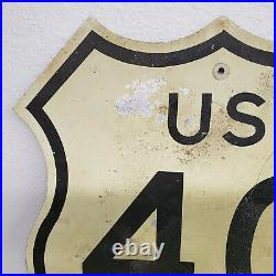 Vintage 1966 US Route 40 Highway Interstate Shield Sign Metal / Highway Man Cave