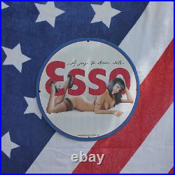 Vintage 1969 Esso'A Joy To Drive With' Porcelain Gas & Oil Metal Sign