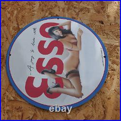 Vintage 1969 Esso'A Joy To Drive With' Porcelain Gas & Oil Metal Sign