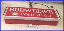 Vintage 1970 Budweiser Beer- Cold To Go- Lighted Sign- 70's- Metal/ Plastic