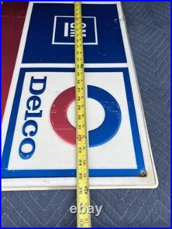 Vintage 1970's Original Embossed GM AC Delco Batteries Sign Metal 36 X 24