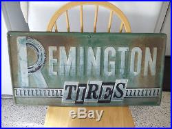 Vintage 1970's Remington Tires Gas Station/Tire shop 32 Embossed Metal Sign