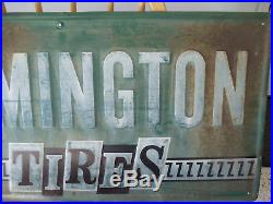 Vintage 1970's Remington Tires Gas Station/Tire shop 32 Embossed Metal Sign