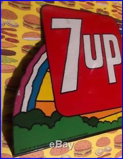 Vintage 1970's Stout Co. 7 Up The Unclola Rainbow Metal Advertising Sign