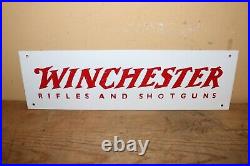 Vintage 1970's Winchester Rifles & Shotguns Gun Store Hunting 16 Metal Sign