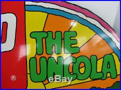 Vintage 1971 7-UP The Uncola METAL FLANGE SIGN Stout Rainbow Sunburst 1970s 7 Up